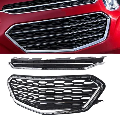 Immagine prodotto di Griglia anteriore superiore inferiore 23382107, strisce cromate, set di griglie per paraurti, ricambio per Chevy Equinox 2016 - 2017