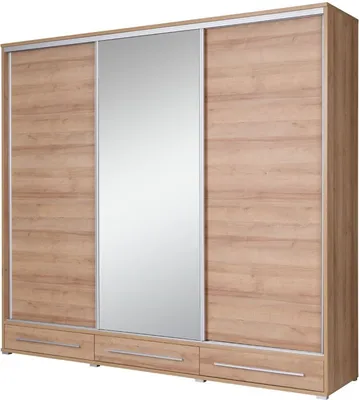 Obrázek produktu pro Velká šatní skříň 255 cm se zrcadlem BROOTEN - dub riviera