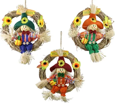 Produktbild von Heukranz mit Herbstfigur Ø 20 zum Hängen