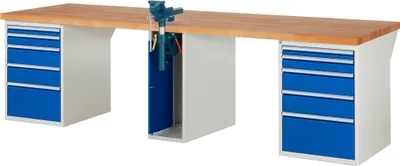 Produktbild von RAU Werkbank 3000x900x890mm 10xSchublade-TA 1xSSKL l.gr/e.bl