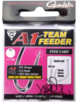 Produktbild von Gamakatsu A1 Team Feeder Hooks Fine Carp - 15 Karpfenhaken, Größe:6