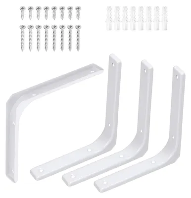 Produktbild von Wandregalhalterung Eisen Weiß 15,2 cm L x 12,7 cm H 4 Stück