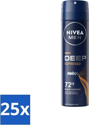 Obrázok produktu pre NIVEA MEN - Dezodorant v spreji - Deep Espresso - 150 ml - výhodné balenie - 25 kusov