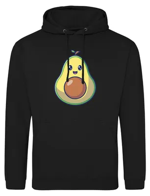 Produktbild von Huuraa Uni Hoodie Avocado Comic XXL Deep Black Vegan Sweatshirt Geschenkidee