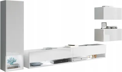 Produktbild von MINIO go for it, Wohnwand "AMY", 4-Teilig, hängend, Weiss Matt/ Weiss Glanz Farbe