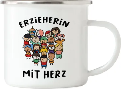 Produktbild von Erzieherin mit Herz Emaille Tasse Geschenk Erzieherin Tagesmutter Kindergarten