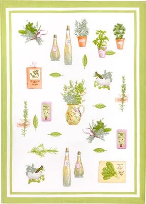 Produktbild von Geschirrtuch Kräutergarten, Geschirrtücher, Mitbringsel Geschenkidee Tuch, Kräuter