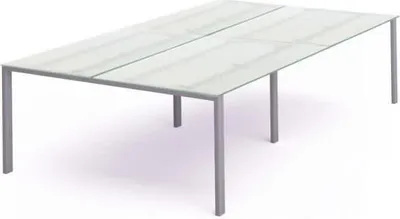 Produktbild von Mehrfacharbeitstisch Total BxTxH 320x163x73cm Gestell grau Platte Glas satiniert.