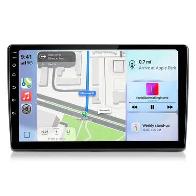 Productafbeelding van Hexinex 9-inch Android autoradio, 2+32GB, geschikt voor Fiat Ducato 2006-2023. Functies: draadloze CarPlay, GPS-navigatie, Bluetooth, FM, bediening via stuurwiel, WiFi, USB, DSP