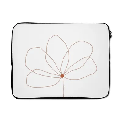 Produktbild von MuchoWow® Laptop Hülle 17 Zoll Laptoptasche Blume - Strichzeichnung - Natur - Zipper - Schutzabdeckung