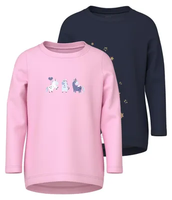 Productafbeelding van NAME IT meisjes top, model Nmfvix 2P Ls, kleur "Sweet Dreams", maat 98 (2-delig set)
