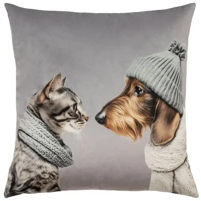 Produktbild von pad Kissenhülle Cat Loves Dog Light Grey (45x45cm)