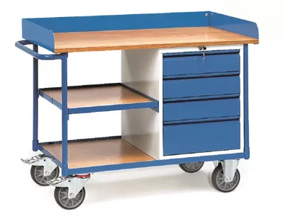 Produktbild von fetra 2437, Stahl, Blau, 400 kg, 4 Rad/Räder, 16 cm, 65 cm
