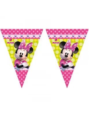 Immagine prodotto di Ghirlanda di Minnie Mouse ghirlanda di gagliardetti licenza Disney articolo rosa-verde 3m