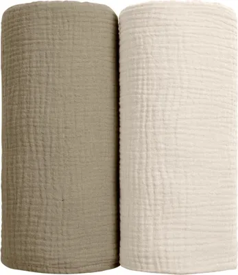 Produktbild von lulumoon Baby Pucktuch Musselin Decke - Baumwolle Dünne Atmungsaktive Babydecke - Baby Swaddle Decke Tücher für Junge und Mädchen 2 Stück 100x100cm (Olivgrün)
