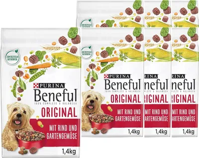 Produktbild von BENEFUL Original Hundefutter trocken, mit Rind und Gartengemüse, 6er Pack (6 x 1400g) (6er Pack (6 x 1400g))