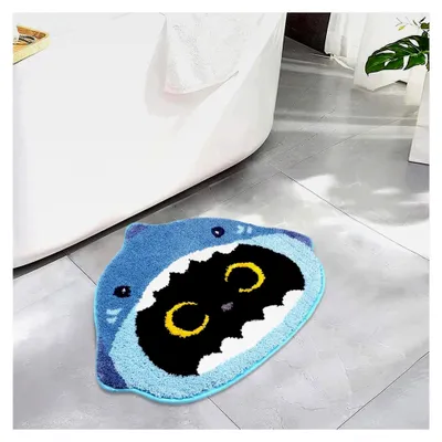 Produktbild von Badezimmerteppich für Katzen, saugfähiger, weicher und rutschfester Teppich, waschbar, 50 x 60 cm, geeignet für Badezimmer, Badewanne, Eingang, Fußmatte