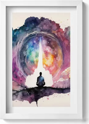 Produktbild von Meditation Lebensstil– Wandbild mit Rahmen – Gerahmtes Bild  – Wanddekoration – 20x30 cm – Weiß
