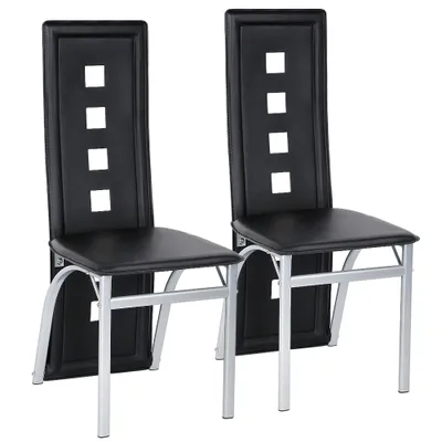 Produktbild von 2er Set Esszimmerstühle Edles Küchenstuhl aus Kunstleder Edles Küchenstuhl Metall Gestell schwarz
