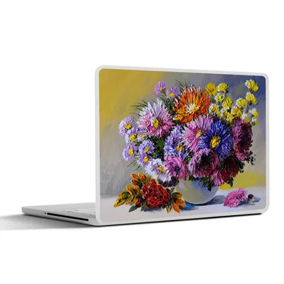 Produktbild von MuchoWow® Laptop Aufkleber Sticker Cover Ölfarbe - Blumen - Stilleben 25x18 cm - Laptop-Deko