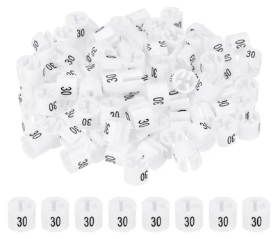 Kleiderbügel-Markierungen, 100 Stück, Nummer 30, für 3 mm Stab, weiß