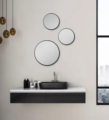 Productafbeelding van Talos Picasso Spiegel, zwart, diameter 25 cm – Ronde wandspiegel met aluminium frame