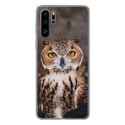 Produktbild von MuchoWow® Handyhülle Schutzhülle Hülle für Huawei P30 Pro Braune Eule schaut direkt in die Kamera Silikon Softcase Handy Hülle - Schutzdeckel