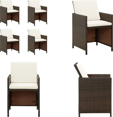 Produktbild von vidaXL Gartenstühle mit Kissen 4 Stk. Poly Rattan Braun - Gartenstuhl - Gartenstühle - Gartensessel - Essstuhl