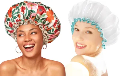 Produktbild von wiederverwendbare Duschhaube für langes Frauenhaar & Wiederverwendbare wasserdichte Duschhaube für Damen