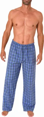 Produktbild von Herren Schlafanzug Pyjama Hose lang kariert aus Baumwolle ; blau1 , 50