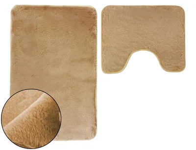 Produktbild von Badematte Badteppich Badvorleger Lombok Beige 2 TLG 50x80 cm + 50x40 cm
