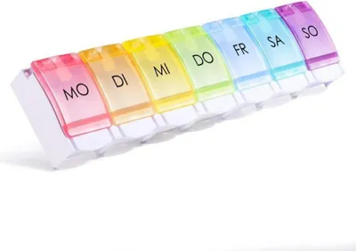 Productafbeelding van Opret Tablettenbox: Duitse 7-daagse pillendoos, regenboogmedicijnbox