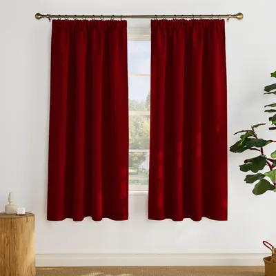 Produktbild von Verdunklungsvorhänge mit Kräuselband, 2er Set, 175 x 140 cm, rot