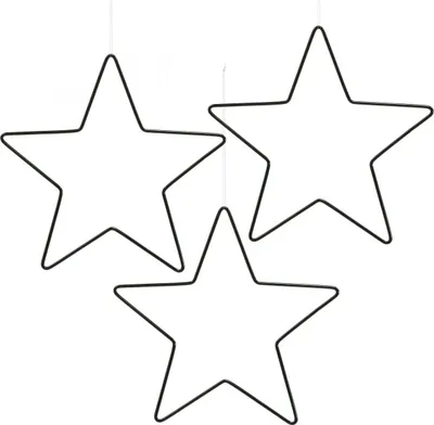 Produktbild von Schwarzer Metallstern Anhänger 15cm Weihnachtsdeko 6er Set, 6 Stück