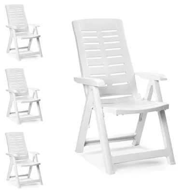Produktbild von 4 Stück Kunststoff Gartenstuhl Klappstühle Weiß 5-Positionen