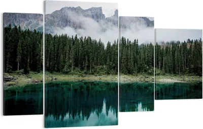 Produktbild von Bild auf Leinwand - Leinwandbild - 4 Teile - Landschaft Berge Wolken - 120x70cm - Wand Bild - Wanddeko - Wandbilder - Leinwanddruck - Bilder - Wanddekoration - Leinwand bilder - DL120x70-4671