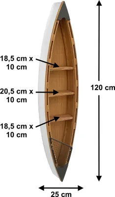 Image de DanDiBo Étagère bateau Étagère murale 120 cm en forme de bateau en bois antique MR83 Étagère bateau maritime Étagère de salle de bain Armoire de salle de bain brune pour le mur