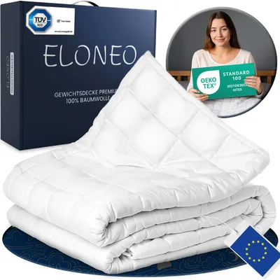 Image de ELONEO Couverture de poids 135x200 cm avec 9 kg, Weighted Blanket en 100% coton, couverture de relaxation & couverture thérapeutique anti-stress