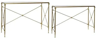 2er-Set Konsolen Metall-Kunstmarmor Gold 119x33x80 cm