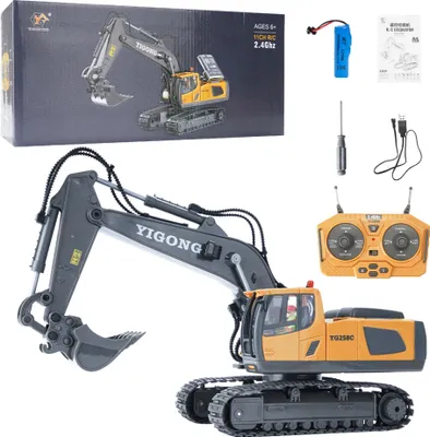 Produktbild von 1044 RC Bagger 1:20 2.4GHz 9CH Baufahrzeug mit Licht & Musik, 40 Min Spielzeit - Ferngesteuertes Spielzeug für Kinder, Geschenkidee