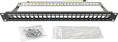 Produktbild von ARLI Patchpanel 19" Verteilerfeld 24 Ports blank geschirmt Kabelmanagement für Keystone Jack Modul
