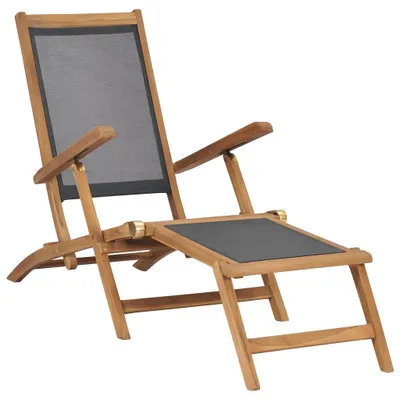 Immagine prodotto di Sdraio con poggiapiedi VidaXL in legno massello di teak nero