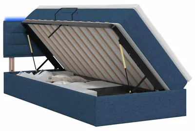 Produktbild von vidaXL LED-Speicherbett mit Matratze Blau 100 x 200 cm Stoff