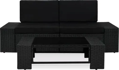 Obrázok produktu pre vidaXL 3-dielna záhradná súprava Poly Rattan Black