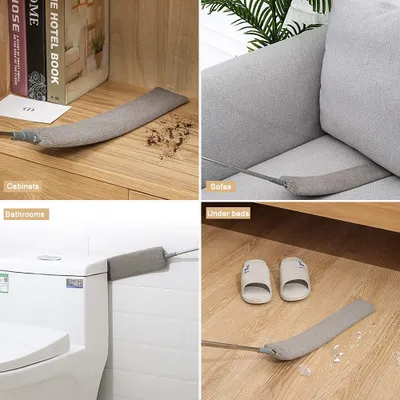 Produktbild von Dehnbarer Staubwedel Duster mit Edelstahl Teleskop Stange,Abwaschbare Mikrofaser Reinigungsbürste für Schlafsofa Möbelboden Haushaltslücke Staub