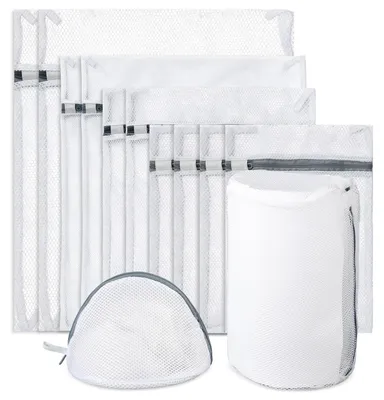 Wäschenetz-Set 12-teilig, 6 Größen, Polyester-Mesh, Waschbeutel
