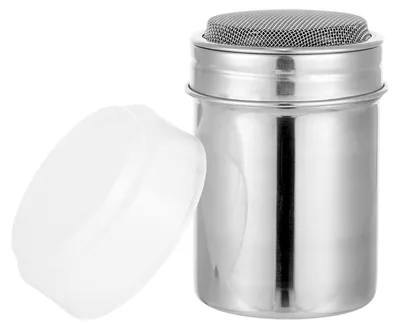 Edelstahl-Puderdosenstreuer 200 ml, 6 x 8,5 cm, mit Deckel