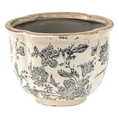 Obrázok produktu pre Clayre & Eef Kvetináč Ø 16x12 cm Sivá béžová Keramické kvety