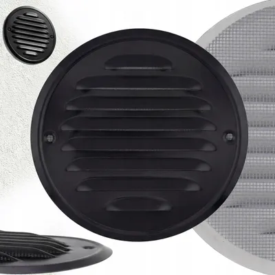 Produktbild von Rundes Metall-Lüftungsgitter mit Insektenschutzgitter, Durchmesser 100 mm, zum Anschrauben, Schwarz