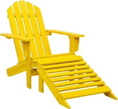 Produktbild von Adirondack-Gartenstuhl & Gartenstühle Gelb Massivholz Garten stühle für Garten, Terrasse, Balkon (70 x 147,5 x 88,5 cm)